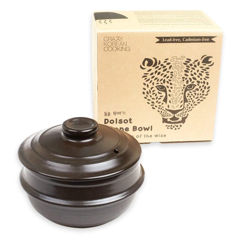 Crazy Korean Cooking Dolsot Korean Stone Bowl with Lid (No Trivet) (Size 4) - Image 2
